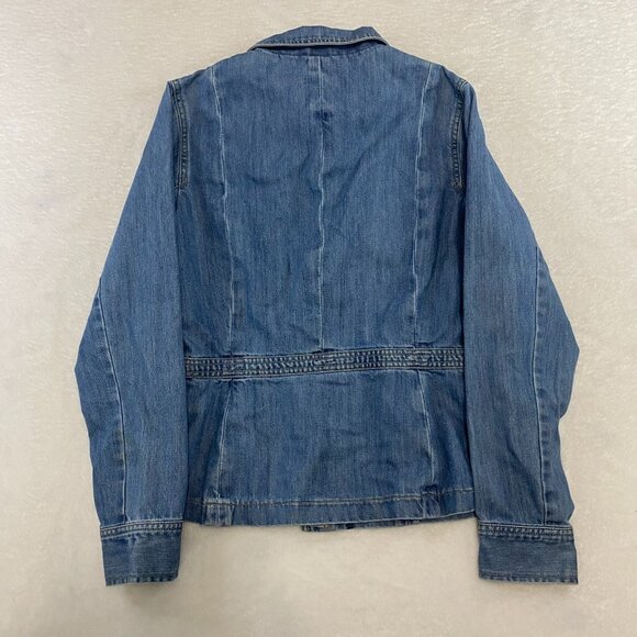 EDDIE BAUER WOMEN'S SIZE MEDIUM BUTTON UP JEAN DENIM JACKET - Picture 7 of 11